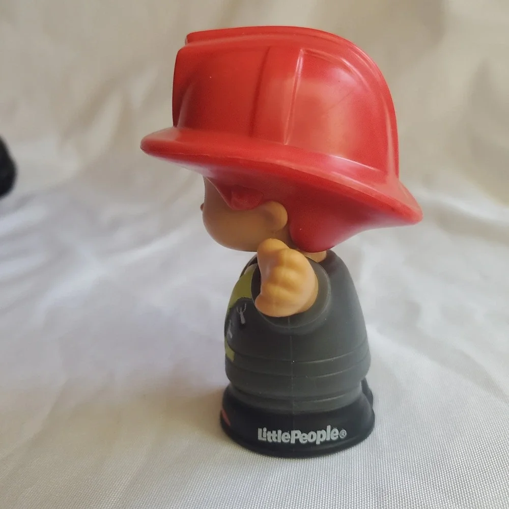 Fisher Price Little People Firefighter Figure Red Hat Black Uniform Toy GNV72